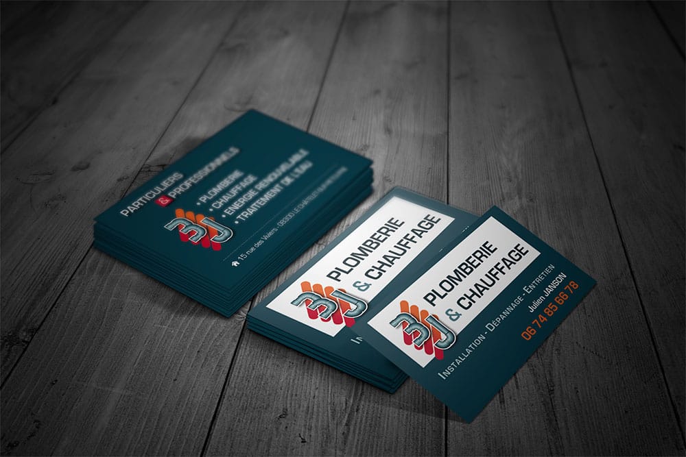 Cartes de visite 3J Plomberie & Chauffage