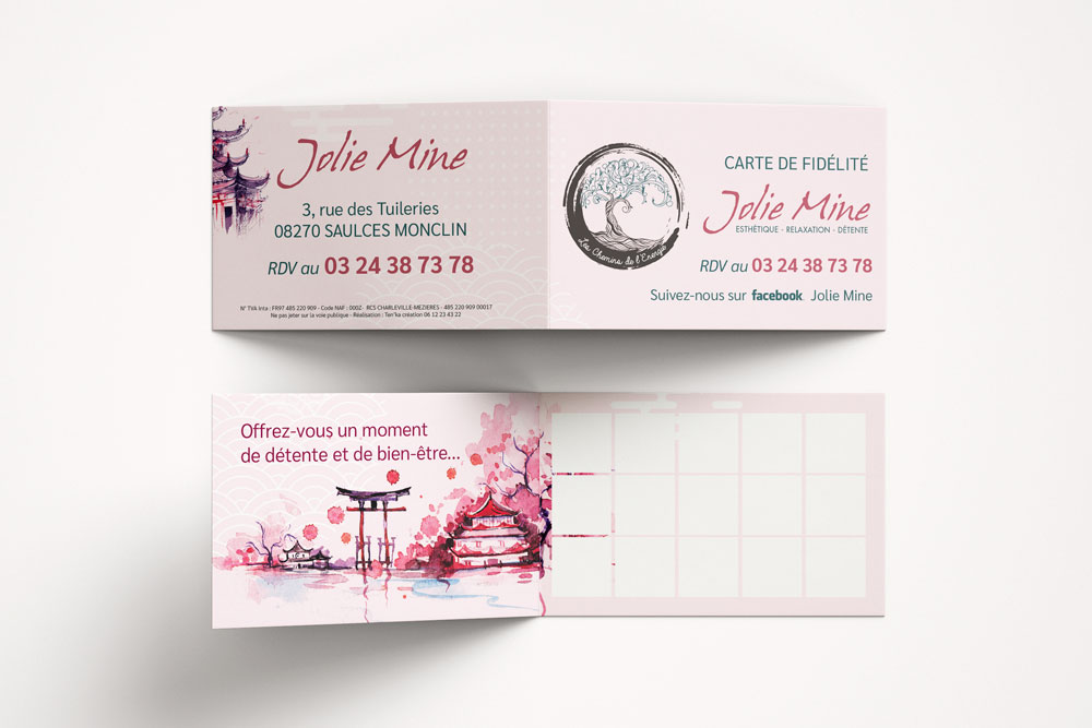 vues des Cartes de fidélité de l'institut de beauté Jolie mine